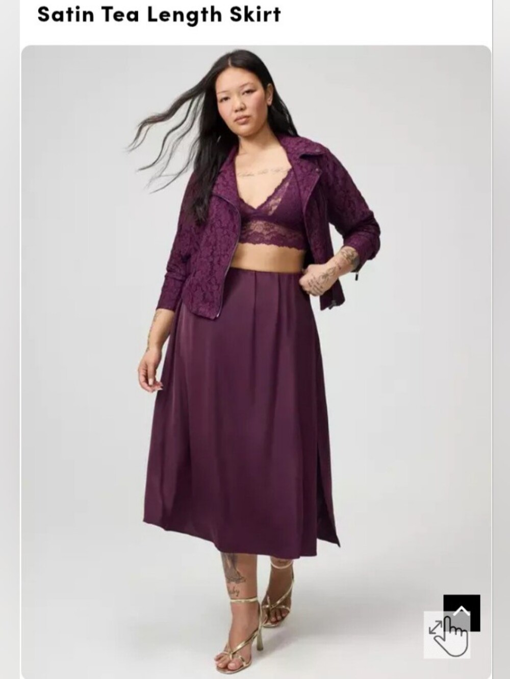 NWOT Torrid Plum Satin Midi Skirt